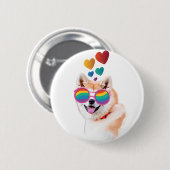 Akita Dog met harten Valentijnsdag Ronde Button 5,7 Cm (Voorkant /achterkant)