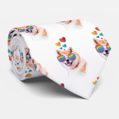 Akita Dog met harten Valentijnsdag Stropdas (Opgerold)