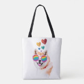 Akita Dog met harten Valentijnsdag Tote Bag (Achterkant)