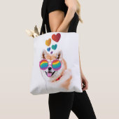 Akita Dog met harten Valentijnsdag Tote Bag (Dichtbij)