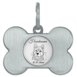Akita Dog Minimalist Line Art Personalized Tag Huisdieren Naamplaatje