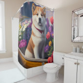 Akita Dog op een peddel: Een Schilderachtig avontu Douchegordijn (In situ)