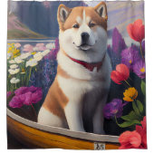 Akita Dog op een peddel: Een Schilderachtig avontu Douchegordijn (Voorkant)