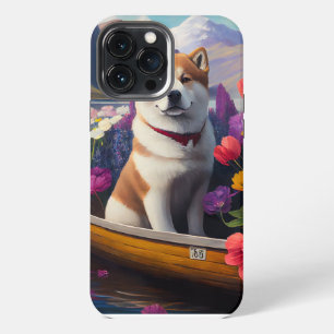 Akita Dog op een peddel: Een Schilderachtig avontu iPhone 13 Pro Max Hoesje