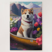 Akita Dog op een peddel: Een Schilderachtig avontu Legpuzzel (Verticaal)