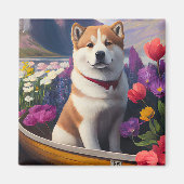 Akita Dog op een peddel: Een Schilderachtig avontu Magneet (Voorkant)