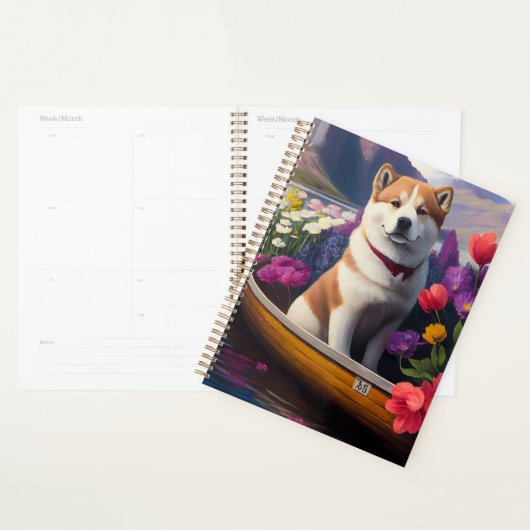 Akita Dog op een peddel: Een Schilderachtig avontu Planner (Display)