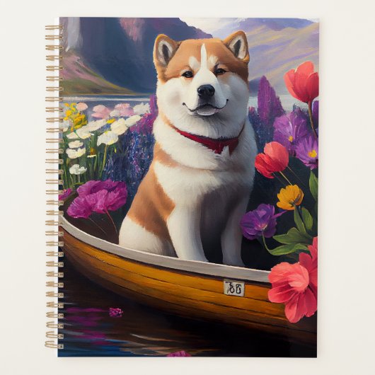 Akita Dog op een peddel: Een Schilderachtig avontu Planner (Voorkant)