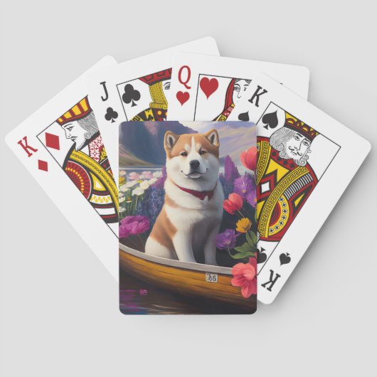 Akita Dog op een peddel: Een Schilderachtig avontu Pokerkaarten (Achterkant)