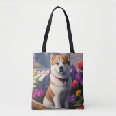 Akita Dog op een peddel: Een Schilderachtig avontu Tote Bag (Voorkant)