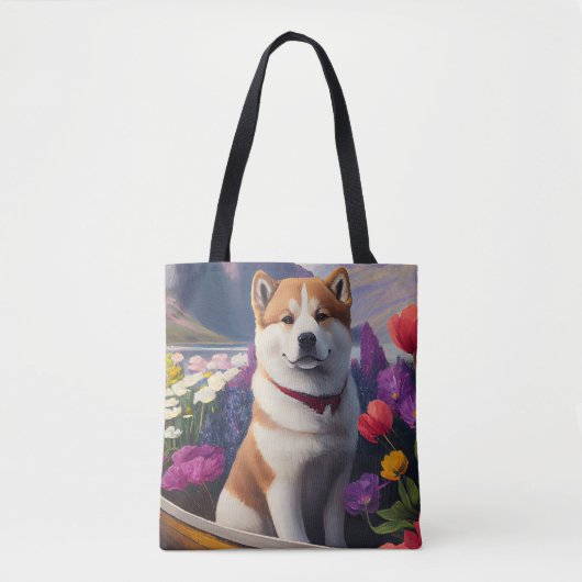Akita Dog op een peddel: Een Schilderachtig avontu Tote Bag (Voorkant)