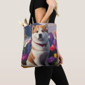 Akita Dog op een peddel: Een Schilderachtig avontu Tote Bag (Dichtbij)