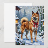 Akita Dog Serene Japanese Winter Christmas Feestdagenkaart (Voorkant / Achterkant)