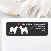 Akita Dog Silhouettes met het adres van de terugke Etiket (Insitu)