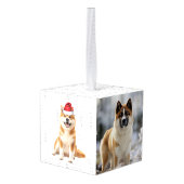 Akita Dog Two Photo Christmas Holiday Decoratie (Achter hoekig)
