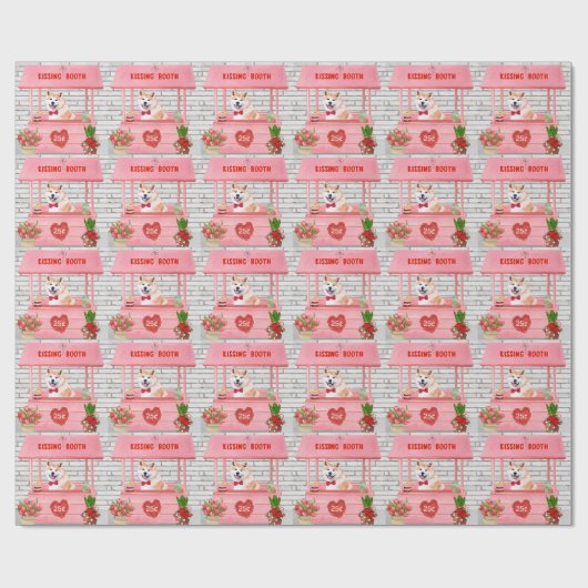 Akita Dog Valentijnsdag KissingBooth Cadeaupapier (Vlak)