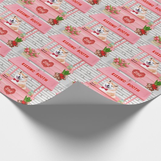 Akita Dog Valentijnsdag KissingBooth Cadeaupapier (Hoek)