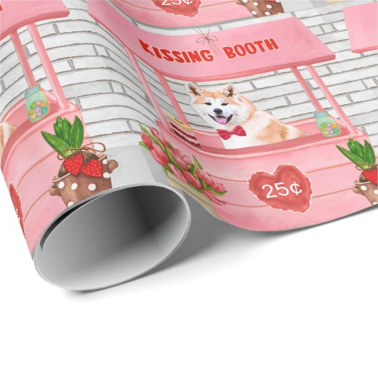 Akita Dog Valentijnsdag KissingBooth Cadeaupapier (Rol Hoek)