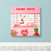 Akita Dog Valentijnsdag KissingBooth Canvas Afdruk (Insitu (Houten vloer))