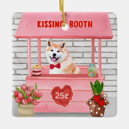 Akita Dog Valentijnsdag KissingBooth Keramisch Ornament (Voorkant)