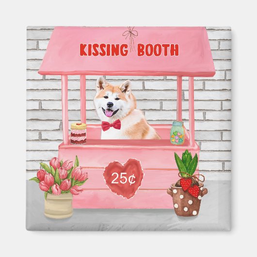 Akita Dog Valentijnsdag KissingBooth Magneet (Voorkant)