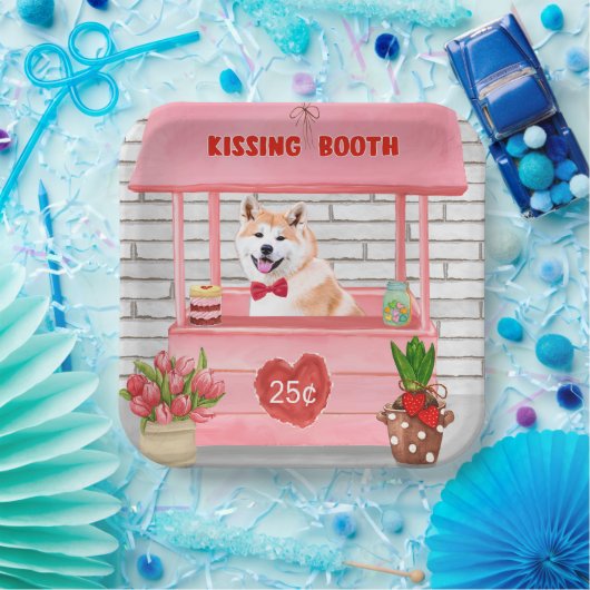 Akita Dog Valentijnsdag KissingBooth Papieren Bordje (Feest)