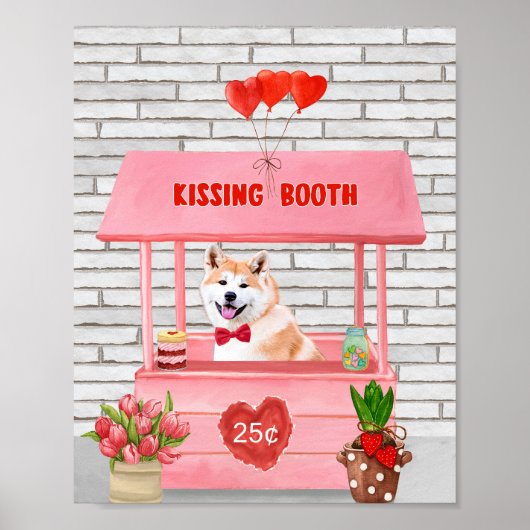 Akita Dog Valentijnsdag KissingBooth Poster (Voorkant)