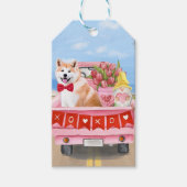 Akita Dog Valentijnsdag Truck Hearts Cadeaulabel (Voorkant)