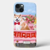 Akita Dog Valentijnsdag Truck Hearts Case-Mate iPhone Case (Achterkant)