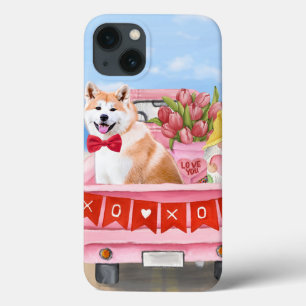 Akita Dog Valentijnsdag Truck Hearts Case-Mate iPhone Case