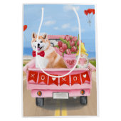 Akita Dog Valentijnsdag Truck Hearts Medium Cadeauzakje (Voorkant)