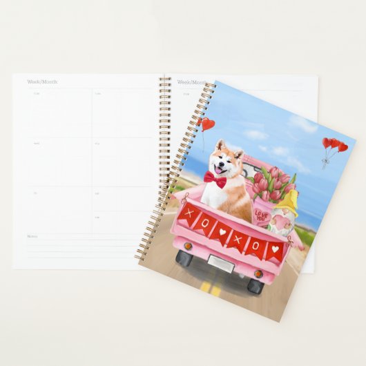 Akita Dog Valentijnsdag Truck Hearts Planner (Display)