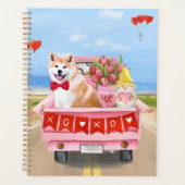 Akita Dog Valentijnsdag Truck Hearts Planner (Voorkant)