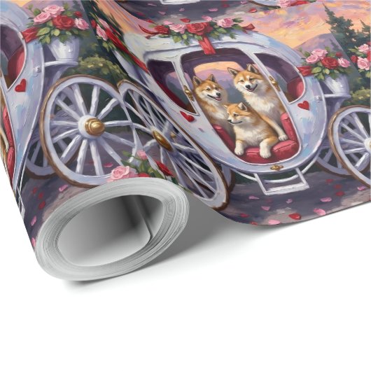 Akita Dog Valentine's Day Cadeaupapier (Rol Hoek)