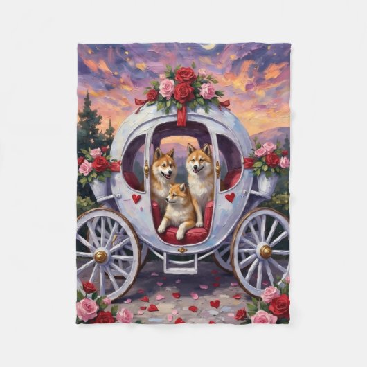 Akita Dog Valentine's Day Fleece Deken (Voorkant)