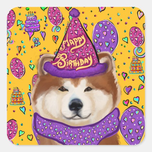 AKITA DOG VIERKANTE STICKER (Voorkant)