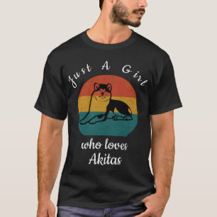 Akita Dog Vintage, een meisje dat van Akitas houdt T-shirt