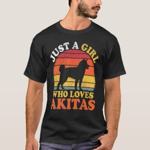 Akita Dog Vintage, een meisje dat van Akitas houdt T-shirt
