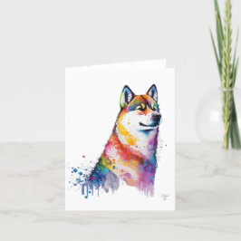 Akita Dog Waterverf & Pen Gevouwen Vakantie Kaart