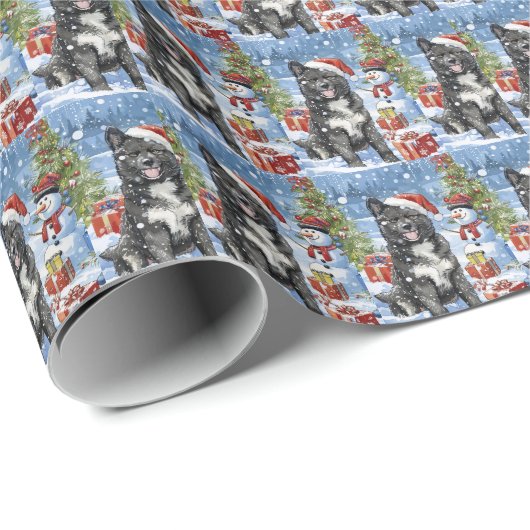 Akita Dog Winter Wonderland Kerstvreugde Cadeaupapier (Rol Hoek)