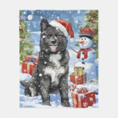 Akita Dog Winter Wonderland Kerstvreugde Fleece Deken (Voorkant)