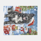 Akita Dog Winter Wonderland Kerstvreugde Fleece Deken (Voorkant (Horizontaal))