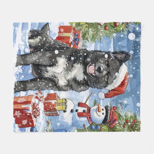 Akita Dog Winter Wonderland Kerstvreugde Fleece Deken (Voorkant (Horizontaal))