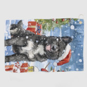 Akita Dog Winter Wonderland Kerstvreugde Golfhanddoek (Horizontaal)