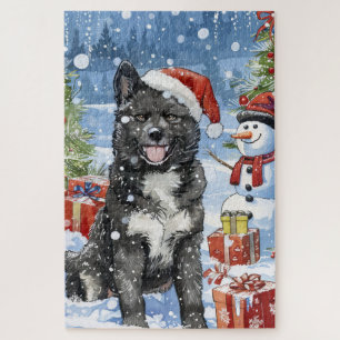 Akita Dog Winter Wonderland Kerstvreugde Legpuzzel