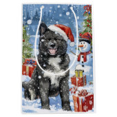 Akita Dog Winter Wonderland Kerstvreugde Medium Cadeauzakje (Voorkant)