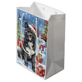 Akita Dog Winter Wonderland Kerstvreugde Medium Cadeauzakje (Achterkant Gekanteld)