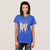Akita dog with cute paw pattern Akita lnu T-shirt (Voorkant volledig)
