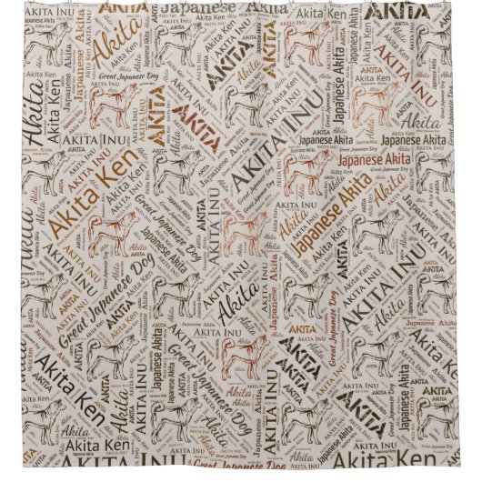 Akita dog Word Art Douchegordijn (Voorkant)