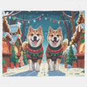 Akita Dogs Christmas Snow Holiday Fleece Deken (Voorkant (Horizontaal))